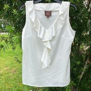 Valerie Stevens White Sleeveless Ruffled Blouse